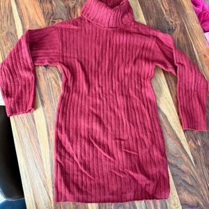 Abercrombie Fitch Ribbed Turtleneck Sweater Dress Burgundy Size Small